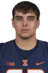 CHAMPAIGN, IL - August 12, 2023 - Illinois Offensive Lineman Sam Tsagalis (#62) headshot taken during 2023 Media Day at Memorial Stadium in Champaign, IL. Photo By Kevin Snyder
