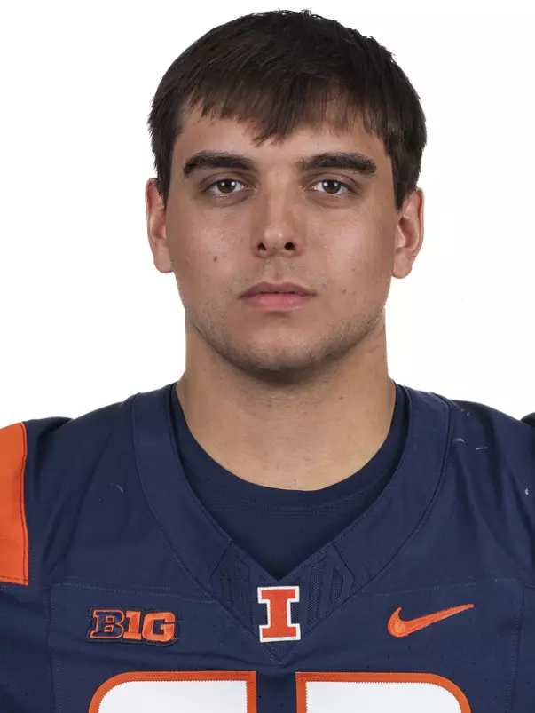 CHAMPAIGN, IL - August 12, 2023 - Illinois Offensive Lineman Sam Tsagalis (#62) headshot taken during 2023 Media Day at Memorial Stadium in Champaign, IL. Photo By Kevin Snyder