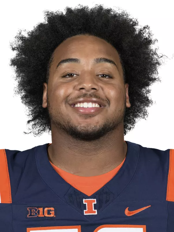 CHAMPAIGN, IL - August 12, 2023 - Illinois Defensive Lineman Jeremiah Warren (#56) headshot taken during 2023 Media Day at Memorial Stadium in Champaign, IL. Photo By Della Perrone