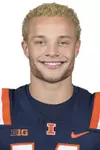 CHAMPAIGN, IL - August 12, 2023 - Illinois Wide Receiver Casey Washington (#14) headshot taken during 2023 Media Day at Memorial Stadium in Champaign, IL. Photo By Della Perrone