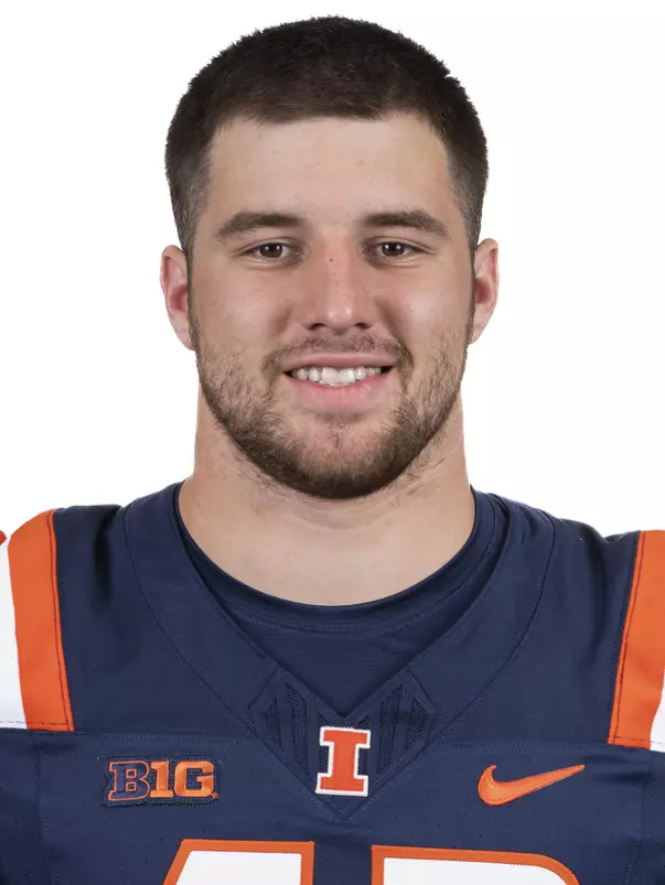 CHAMPAIGN, IL - August 12, 2023 - Illinois Linebacker Luke Zardzin (#42) headshot taken during 2023 Media Day at Memorial Stadium in Champaign, IL. Photo By Kevin Snyder