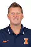 CHAMPAIGN, IL - August 20, 2023 - Illinois Assistant Coach Jacob Eddins headshot taken during 2023 Olympic Sport Headshot Day in the Hall of Fame room of Bielfeldt Athletics Administration Building in Champaign, IL. Photo By Kevin Snyder