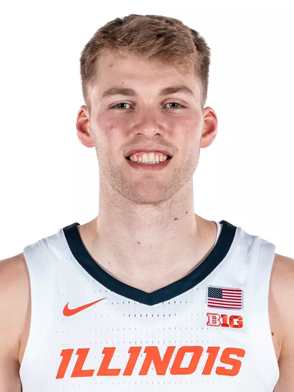CHAMPAIGN, IL - September 06, 2023 - Illinois Guard/Forward Marcus Domask (#3) headshot taken during 2023-2024 Production Day at Ubben Basketball Complex in Champaign, IL. Photo By Kevin Snyder