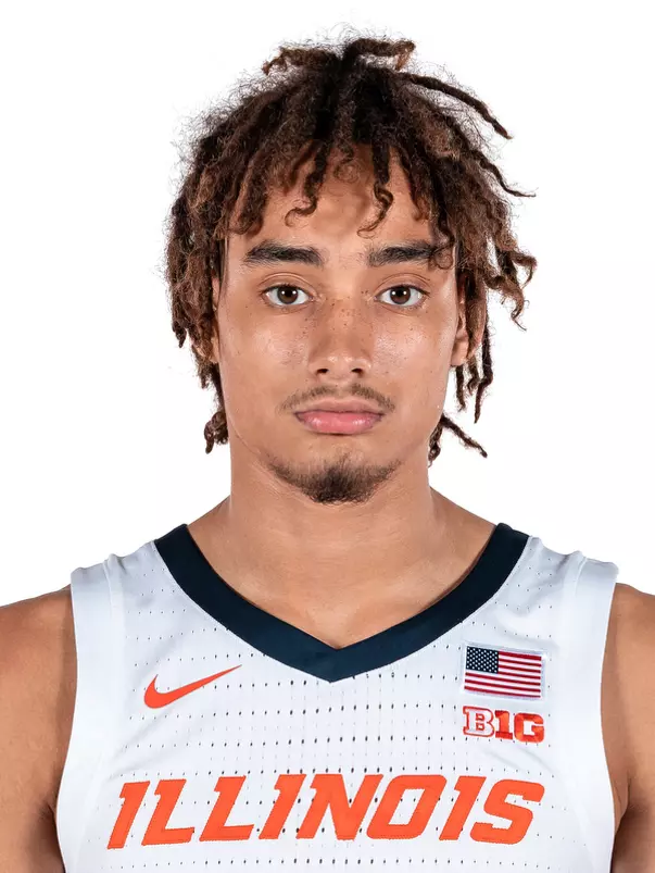 CHAMPAIGN, IL - September 06, 2023 - Illinois Guard Dravyn Gibbs-Lawhorn (#2) headshot taken during 2023-2024 Production Day at Ubben Basketball Complex in Champaign, IL. Photo By Kevin Snyder