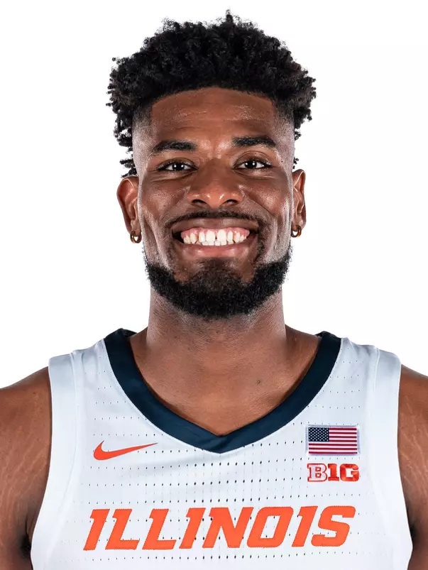 CHAMPAIGN, IL - September 06, 2023 - Illinois Forward Quincy Guerrier (#13) headshot taken during 2023-2024 Production Day at Ubben Basketball Complex in Champaign, IL. Photo By Kevin Snyder