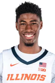 CHAMPAIGN, IL - September 06, 2023 - Illinois Guard Sencire Harris (#1) headshot taken during 2023-2024 Production Day at Ubben Basketball Complex in Champaign, IL. Photo By Kevin Snyder