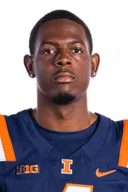 Champaign, IL - August 08, 2024 - Illinois Wide Receiver Zakhari Franklin (#4) headshot taken during 2024 Football Headshots at Henry Dale and Betty Smith Football Center in Champaign, IL. (Photo By Kevin Snyder/Illinois Athletics)