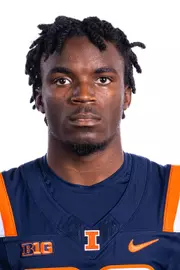 Champaign, IL - August 08, 2024 - Illinois Wide Receiver Morrison Giggetts (#20) headshot taken during 2024 Football Headshots at Henry Dale and Betty Smith Football Center in Champaign, IL. (Photo By Kevin Snyder/Illinois Athletics)