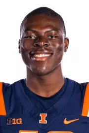 Champaign, IL - August 08, 2024 - Illinois Outside Linebacker Harrysson Ngassa (#49) headshot taken during 2024 Football Headshots at Henry Dale and Betty Smith Football Center in Champaign, IL. (Photo By Kevin Snyder/Illinois Athletics)