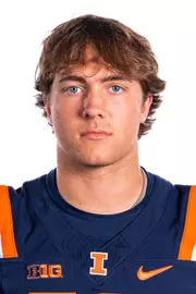 Champaign, IL - August 08, 2024 - Illinois Quarterback Cal Swanson (#16) headshot taken during 2024 Football Headshots at Henry Dale and Betty Smith Football Center in Champaign, IL. (Photo By Kevin Snyder/Illinois Athletics)