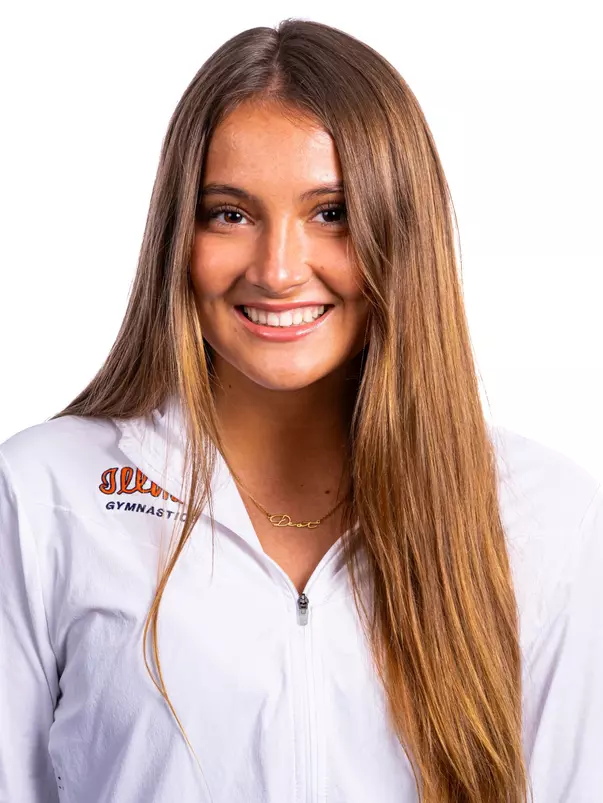 Champaign, IL - August 25, 2024 - Illinois Women's Gymnast Destiny Denning headshot taken during 2024 Olympic Sports Headshot Day at Bielfeldt Athletics Administration Building in Champaign, IL. (Photo By Kevin Snyder/Illinois Athletics)