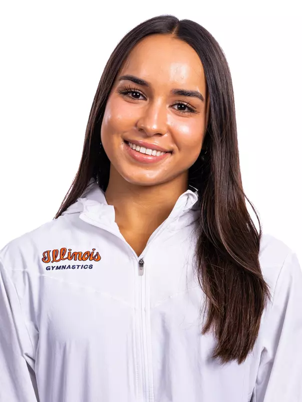 Champaign, IL - August 25, 2024 - Illinois Women's Gymnast Marly Esteves headshot taken during 2024 Olympic Sports Headshot Day at Bielfeldt Athletics Administration Building in Champaign, IL. (Photo By Kevin Snyder/Illinois Athletics)