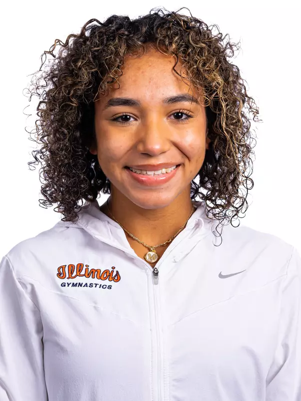 Champaign, IL - August 25, 2024 - Illinois Women's Gymnast Mya Gordon headshot taken during 2024 Olympic Sports Headshot Day at Bielfeldt Athletics Administration Building in Champaign, IL. (Photo By Kevin Snyder/Illinois Athletics)