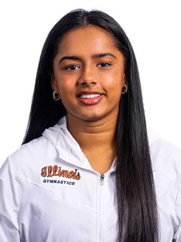 Champaign, IL - August 25, 2024 - Illinois Women's Gymnast Ruthuja Nataraj headshot taken during 2024 Olympic Sports Headshot Day at Bielfeldt Athletics Administration Building in Champaign, IL. (Photo By Kevin Snyder/Illinois Athletics)