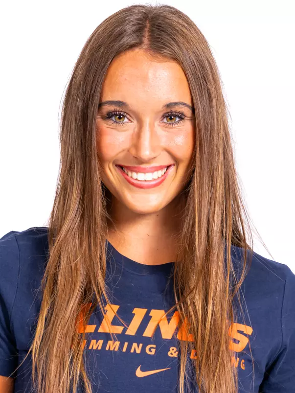 Champaign, Il - September 02, 2024 - Illinois Swimmer Maggie Adler headshot taken during 2024-2025 Swim and Dive Production Day at Fighting Illini Center for Excellence in Champaign, Il. (Photo By Kevin Snyder/Illinois Athletics)