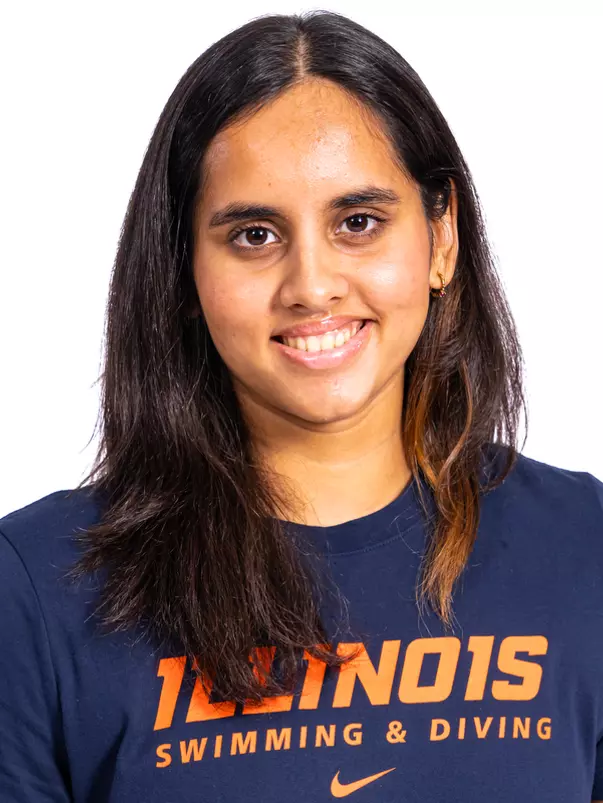 Champaign, Il - September 02, 2024 - Illinois Swimmer Suvana Baskar headshot taken during 2024-2025 Swim and Dive Production Day at Fighting Illini Center for Excellence in Champaign, Il. (Photo By Kevin Snyder/Illinois Athletics)