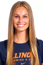Champaign, Il - September 02, 2024 - Illinois Swimmer Laurel Bludgen headshot taken during 2024-2025 Swim and Dive Production Day at Fighting Illini Center for Excellence in Champaign, Il. (Photo By Kevin Snyder/Illinois Athletics)