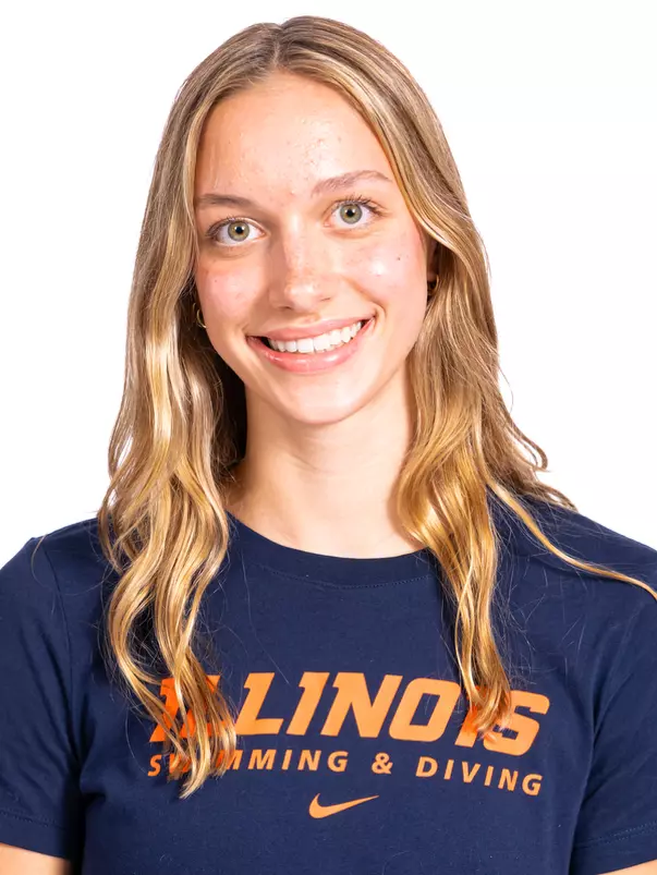 Champaign, Il - September 02, 2024 - Illinois Swimmer Isabella Wilhelm headshot taken during 2024-2025 Swim and Dive Production Day at Fighting Illini Center for Excellence in Champaign, Il. (Photo By Kevin Snyder/Illinois Athletics)