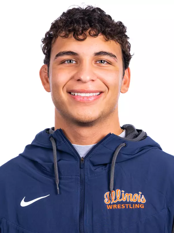 Champaign, IL - August 25, 2024 - Illinois 157-lb Weight Class Wreslter Tony Alvarado headshot taken during 2024 Olympic Sports Headshot Day at Bielfeldt Athletics Administration Building in Champaign, IL. (Photo By Kevin Snyder/Illinois Athletics)
