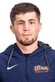 Champaign, IL - August 25, 2024 - Illinois 125-lb Weight Class Wreslter Ramazan Attasauov headshot taken during 2024 Olympic Sports Headshot Day at Bielfeldt Athletics Administration Building in Champaign, IL. (Photo By Kevin Snyder/Illinois Athletics)