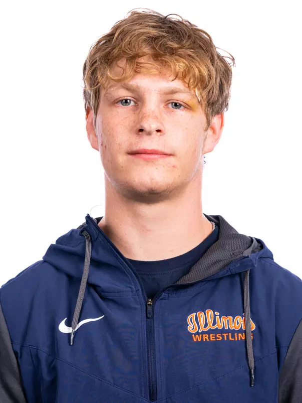 Champaign, IL - August 25, 2024 - Illinois 141-lb Weight Class Wreslter Will Baysingar headshot taken during 2024 Olympic Sports Headshot Day at Bielfeldt Athletics Administration Building in Champaign, IL. (Photo By Kevin Snyder/Illinois Athletics)