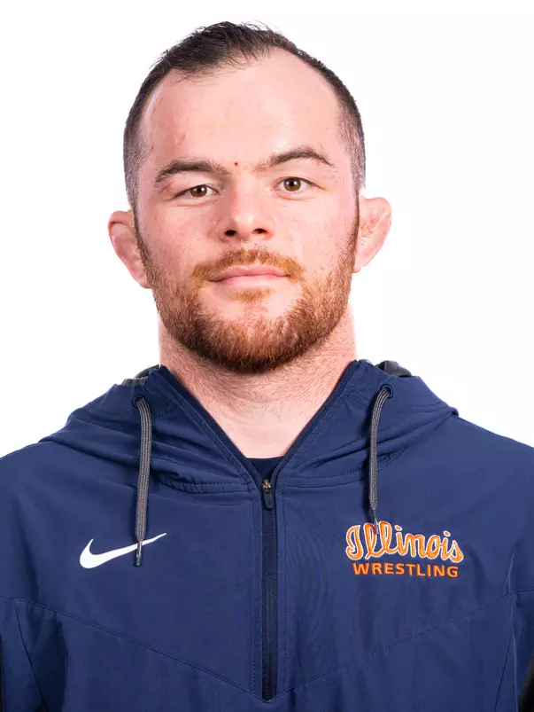 Champaign, IL - August 25, 2024 - Illinois 174-lb Weight Class Wreslter Danny Braunagel headshot taken during 2024 Olympic Sports Headshot Day at Bielfeldt Athletics Administration Building in Champaign, IL. (Photo By Kevin Snyder/Illinois Athletics)