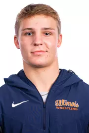 Champaign, IL - August 25, 2024 - Illinois 141-lb Weight Class Wreslter Hudson Goebel headshot taken during 2024 Olympic Sports Headshot Day at Bielfeldt Athletics Administration Building in Champaign, IL. (Photo By Kevin Snyder/Illinois Athletics)