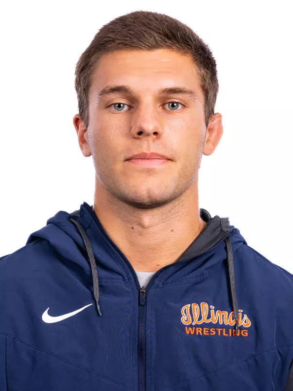 Champaign, IL - August 25, 2024 - Illinois 149-lb Weight Class Wreslter Jake Harrier headshot taken during 2024 Olympic Sports Headshot Day at Bielfeldt Athletics Administration Building in Champaign, IL. (Photo By Kevin Snyder/Illinois Athletics)