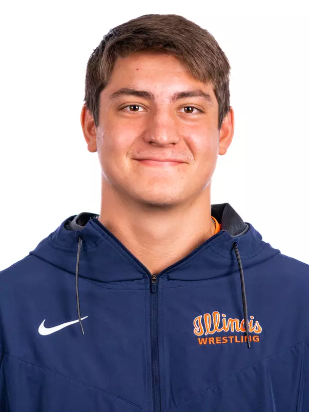 Champaign, IL - August 25, 2024 - Illinois 285-lb Weight Class Wreslter Peter Marinopoulos headshot taken during 2024 Olympic Sports Headshot Day at Bielfeldt Athletics Administration Building in Champaign, IL. (Photo By Kevin Snyder/Illinois Athletics)
