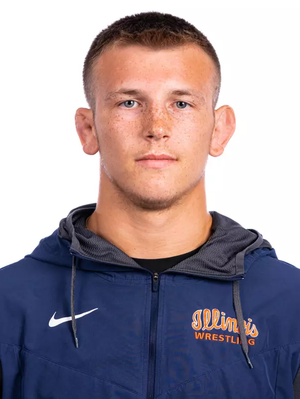 Champaign, IL - August 25, 2024 - Illinois 174-lb Weight Class Wreslter Chris Moore headshot taken during 2024 Olympic Sports Headshot Day at Bielfeldt Athletics Administration Building in Champaign, IL. (Photo By Kevin Snyder/Illinois Athletics)