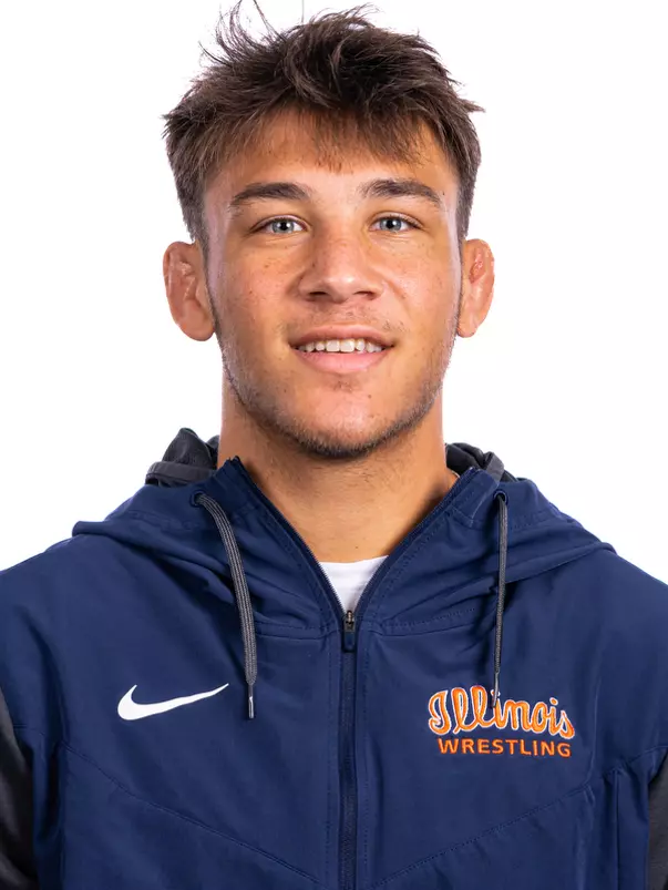 Champaign, IL - August 25, 2024 - Illinois 149-lb Weight Class Wreslter Danny Nini headshot taken during 2024 Olympic Sports Headshot Day at Bielfeldt Athletics Administration Building in Champaign, IL. (Photo By Kevin Snyder/Illinois Athletics)