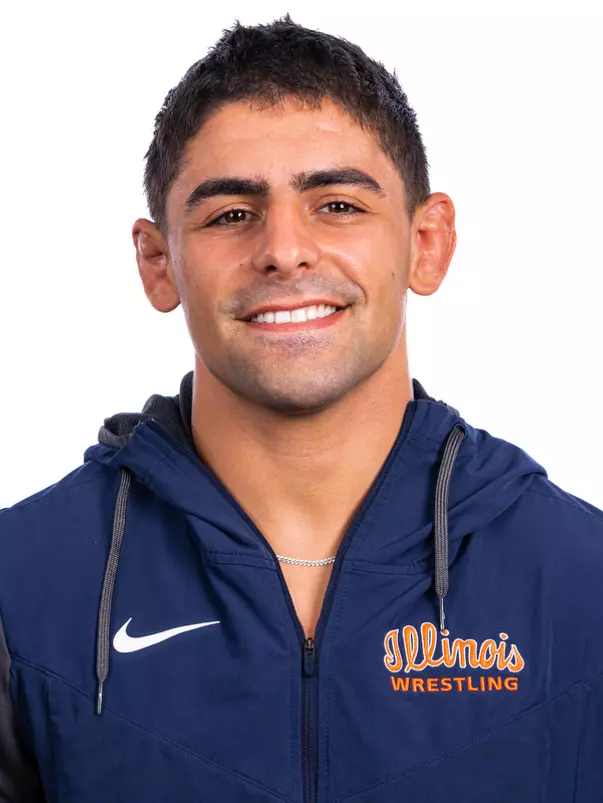 Champaign, IL - August 25, 2024 - Illinois 141-lb Weight Class Wreslter Danny Pucino headshot taken during 2024 Olympic Sports Headshot Day at Bielfeldt Athletics Administration Building in Champaign, IL. (Photo By Kevin Snyder/Illinois Athletics)