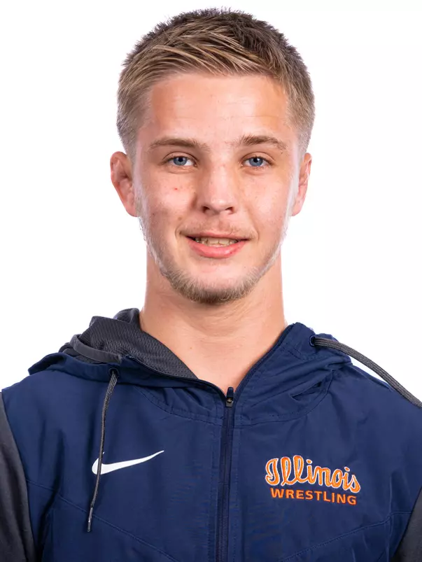 Champaign, IL - August 25, 2024 - Illinois 125-lb Weight Class Wreslter Anthony Ruzic headshot taken during 2024 Olympic Sports Headshot Day at Bielfeldt Athletics Administration Building in Champaign, IL. (Photo By Kevin Snyder/Illinois Athletics)