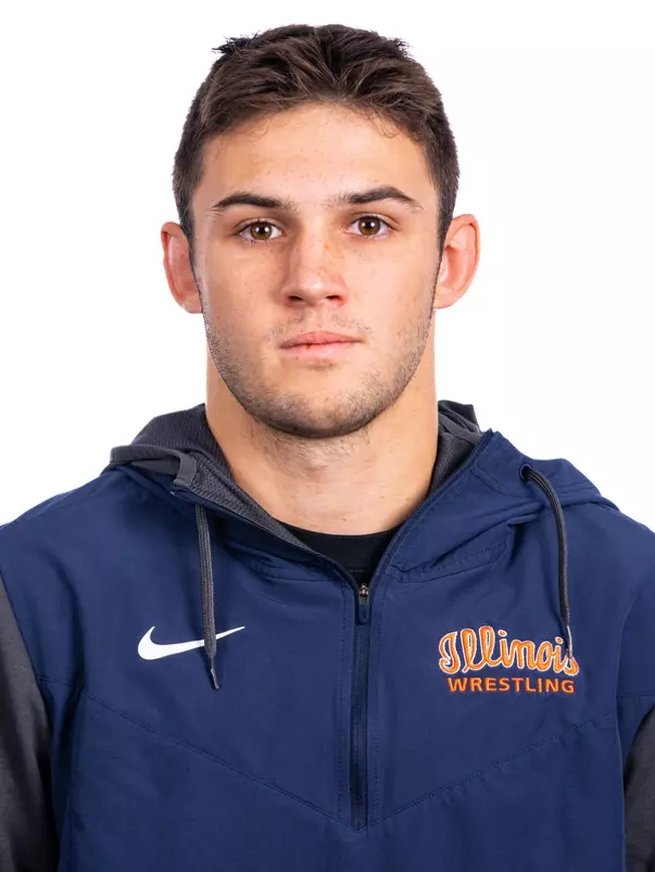 Champaign, IL - August 25, 2024 - Illinois 157-lb Weight Class Wreslter Logan Swaw headshot taken during 2024 Olympic Sports Headshot Day at Bielfeldt Athletics Administration Building in Champaign, IL. (Photo By Kevin Snyder/Illinois Athletics)