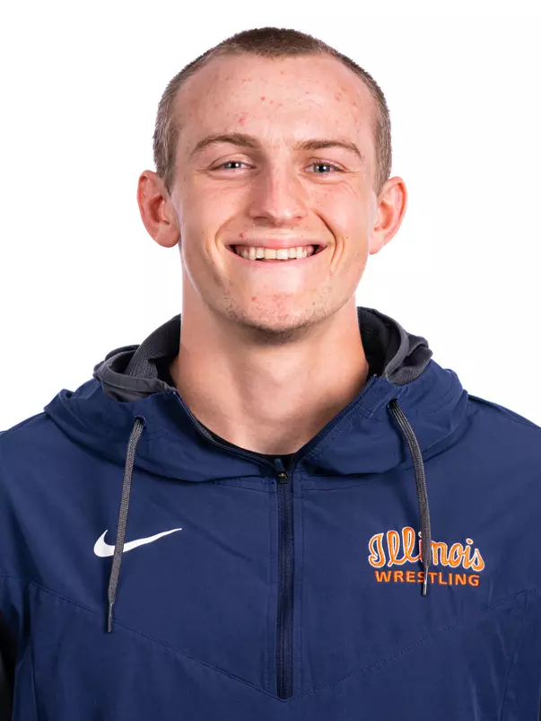 Champaign, IL - August 25, 2024 - Illinois 174-lb Weight Class Wreslter Cooper Wettig headshot taken during 2024 Olympic Sports Headshot Day at Bielfeldt Athletics Administration Building in Champaign, IL. (Photo By Kevin Snyder/Illinois Athletics)