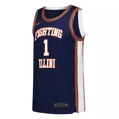 Men's Nike #1 Navy Illinois Fighting Illini Replica Basketball Jersey