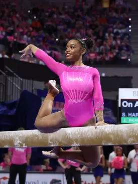 during the Gators' meet against the Sooners on Friday, February 13, 2026 at Exactech Arena at the Stephen C. O'Connell Center in Gainesville, FL / UAA Communications photo by Hannah White