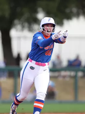 during the Gators' game against the Panthers on Saturday, February 14, 2026 at Katie Seashole Pressly Softball Stadium in Gainesville, FL / UAA Communications photo by Audrey Djuricich