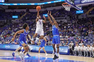 St. Louis Nov. 15, 2025: The Lopes are overpowered by the Saint Louis University Billikens at at Chaifetz Arena, David Kadlubowski / GCU