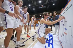 Malibu, Calif.  April  23, 2025 :  The Lopes beat Concordia 3 sets to 0  during the second round of the MSPF Tournament at Pepperdine University in Malibu, California. David Kadlubowski/GCU