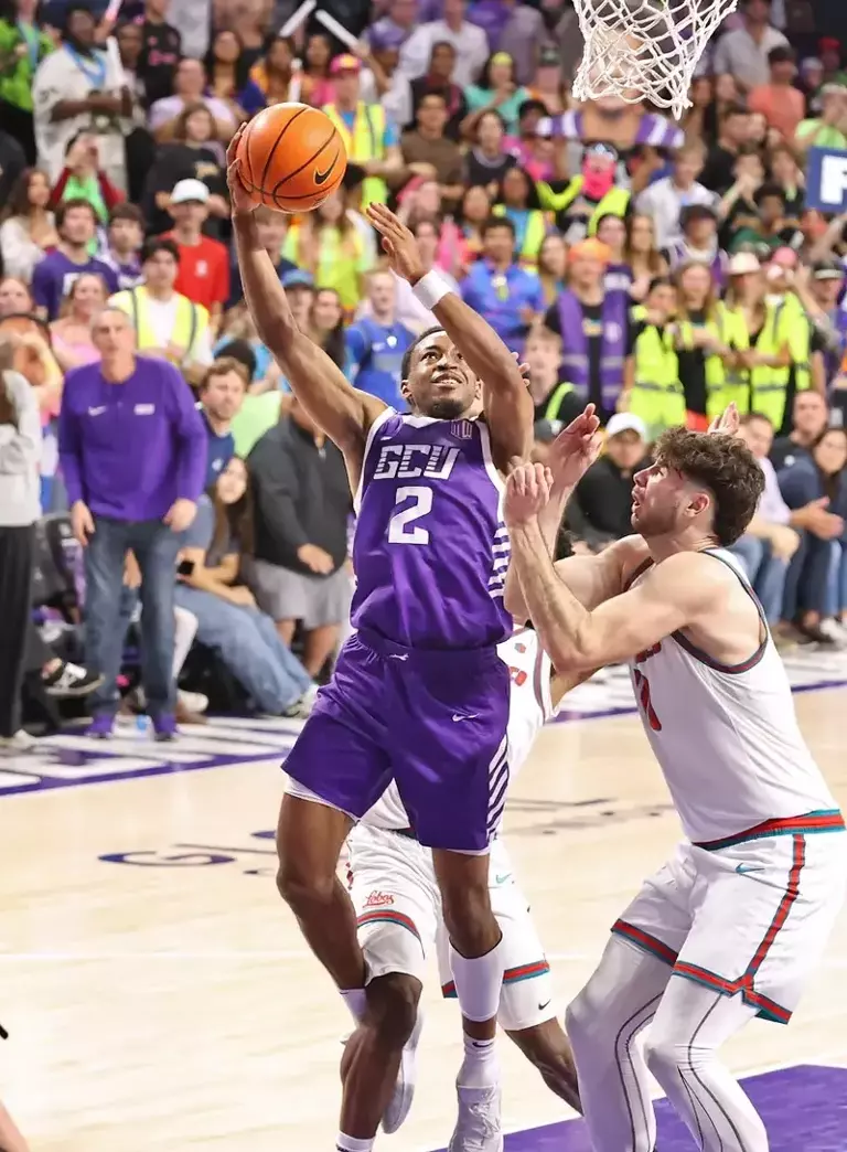 Phoenix, AZ Feb.11, 2026: The Lopes rally from a 20-point deficit only to fall 64-70 against New Mexico at Global Credit Union Arena. David Kadlubowski/GCU