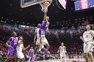 San Diego, CA Feb.17, 2026: Then Lopes top San Diego State 73-63 at Viejas Arena in San Diego, CA. David Kadlubowski/GCU