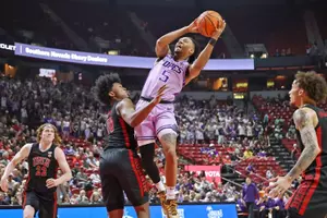 Las Vegas, NV. Feb. 7,, 2026: The Lopes fall 78-80 against UNLV at the Thomas & Mack Center in Las Vegas, NV.. David Kadlubowski/GCU