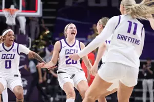 Phoenix, AZ Feb. 4,, 2026: The Lopes win 57-44 against San Diego State at Global Credit Union Arena. David Kadlubowski/GCU