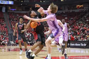 Las Vegas, NV. Feb. 7,, 2026: The Lopes fall 78-80 against UNLV at the Thomas & Mack Center in Las Vegas, NV.. David Kadlubowski/GCU