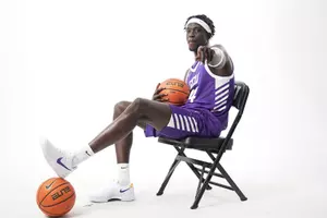 Phoenix, AZ : April 17, 2026: Men's basketball recruit Omaha Biliew. David Kadlubowski/GCU