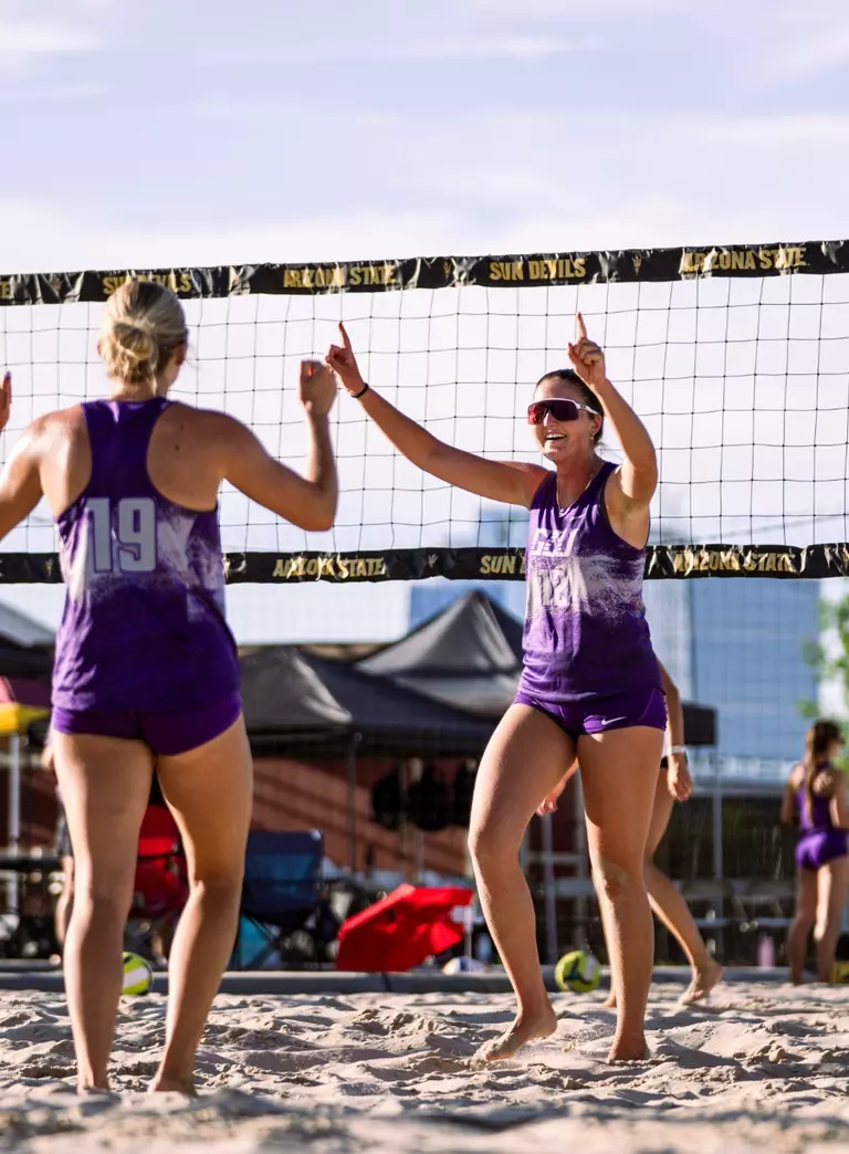 Phoenix, AZ - April 4, 2026, GCU Beach Volleyball wins 4-1 over Stetson at Arizona State Beach Volleyball Courts. (Photo by: Brayden Stenner/GCU).