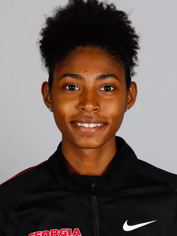 Georgia track and field Sakari Famous poses for a portrait in Butts-Mehre Heritage Hall in Athens, Ga., on Wednesday, Nov., 7, 2018. (Photo by Kristin M. Bradshaw)