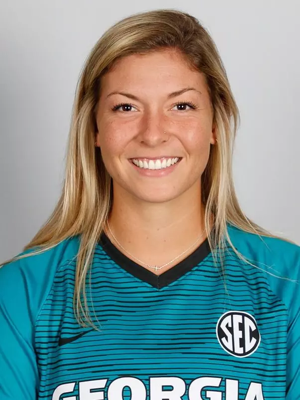University of Georgia goalkeeper Jessie Harvey poses for a portrait at the Turner Soccer Complex in Athens, Georgia, on Monday, July 30, 2018. (Photo by Kristin M. Bradshaw)