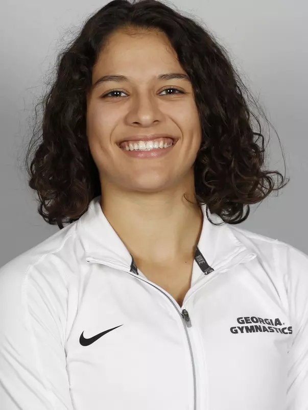 Georgia GymDog Alyssa Perez Legones poses for a portrait in Stegeman Coliseum in Athens, Ga., on Friday, Aug., 24, 2018. (Photo by Kristin M. Bradshaw)